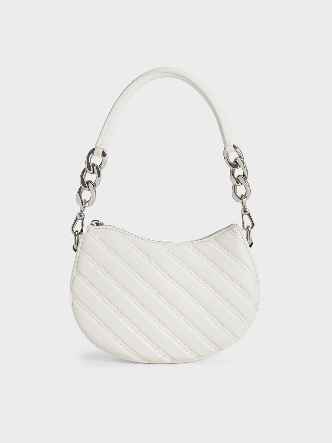 Freja Curved Panelled Bag, White, hi-res