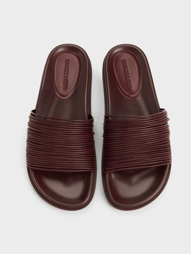Fianna Strappy Slide Sandals, Burgundy, hi-res