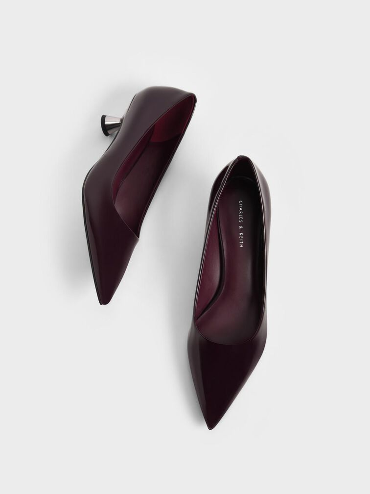 Patent Spool Heel Pumps, Maroon, hi-res