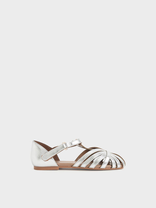 Girls' T-Bar Mary Janes, Silver, hi-res