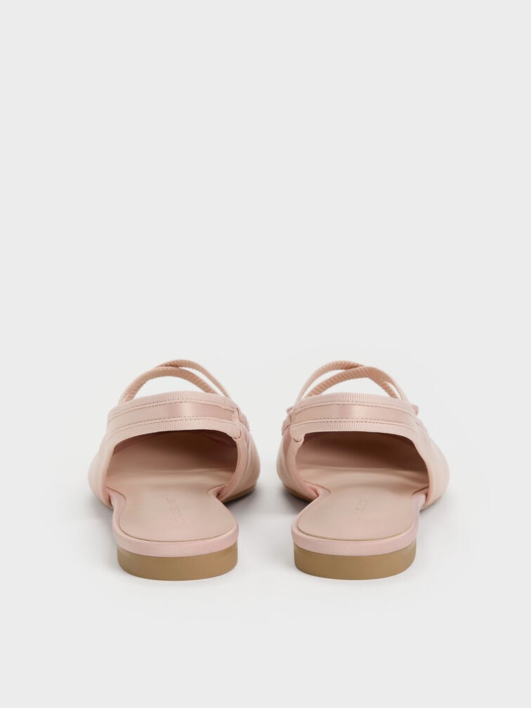 Satin Crossover Slingback Ballet Flats, Light Pink, hi-res
