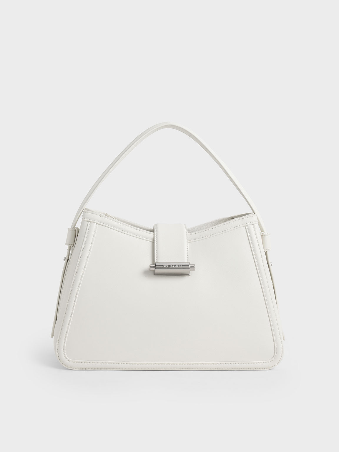 Lola Belted Hobo Bag, White, hi-res