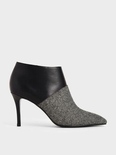 Woven Fabric Stiletto Ankle Boots, Dark Grey, hi-res