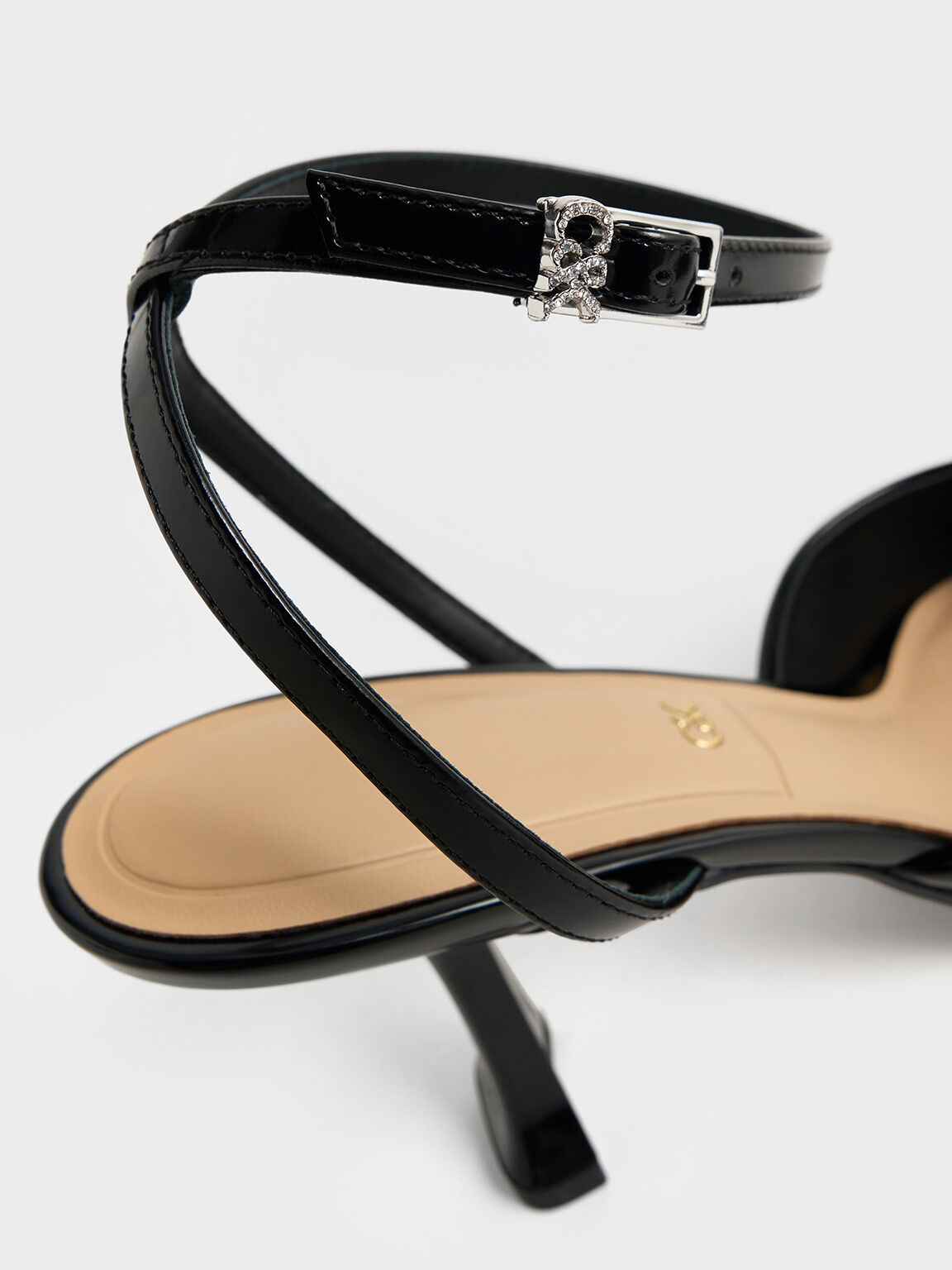 Black leather strap heels online