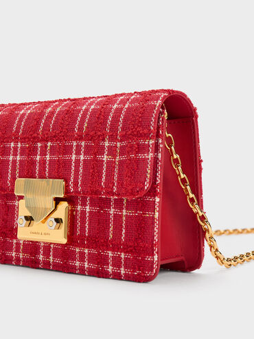 Bolso Boxy Eudora De Tweed, Rojo, hi-res