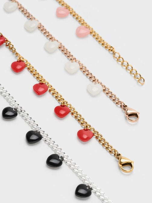 Heart Motif Chain-Link Bracelet, Gold, hi-res