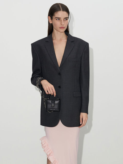 Mini Bronte Contrast Trim Top Handle Bag, Black, hi-res