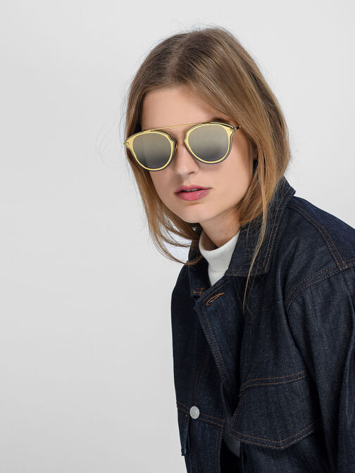 Angular Metal Frame Aviators, Blue, hi-res