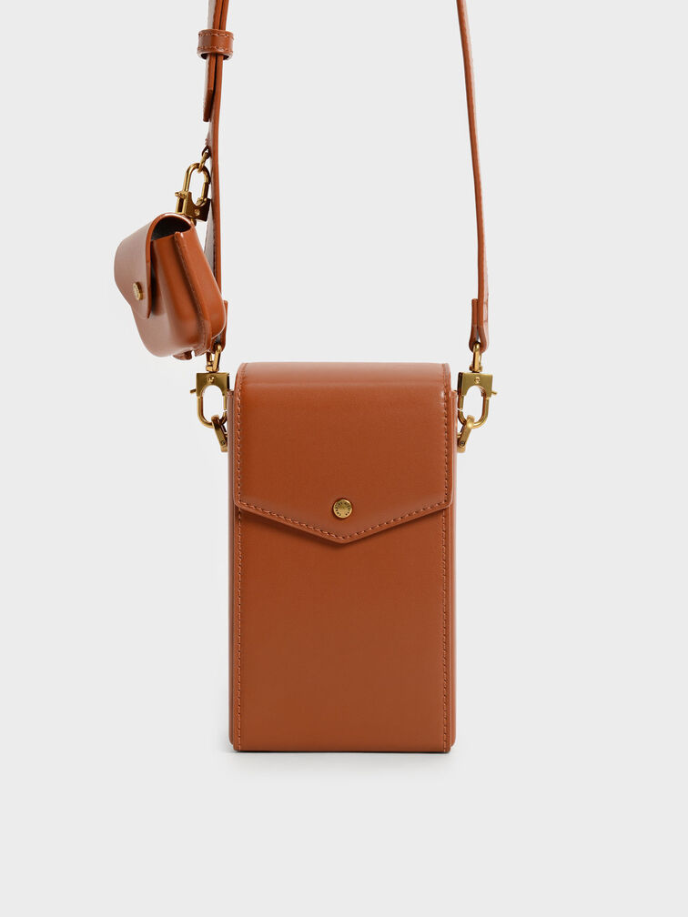 Elongated Crossbody Bag, Cognac, hi-res