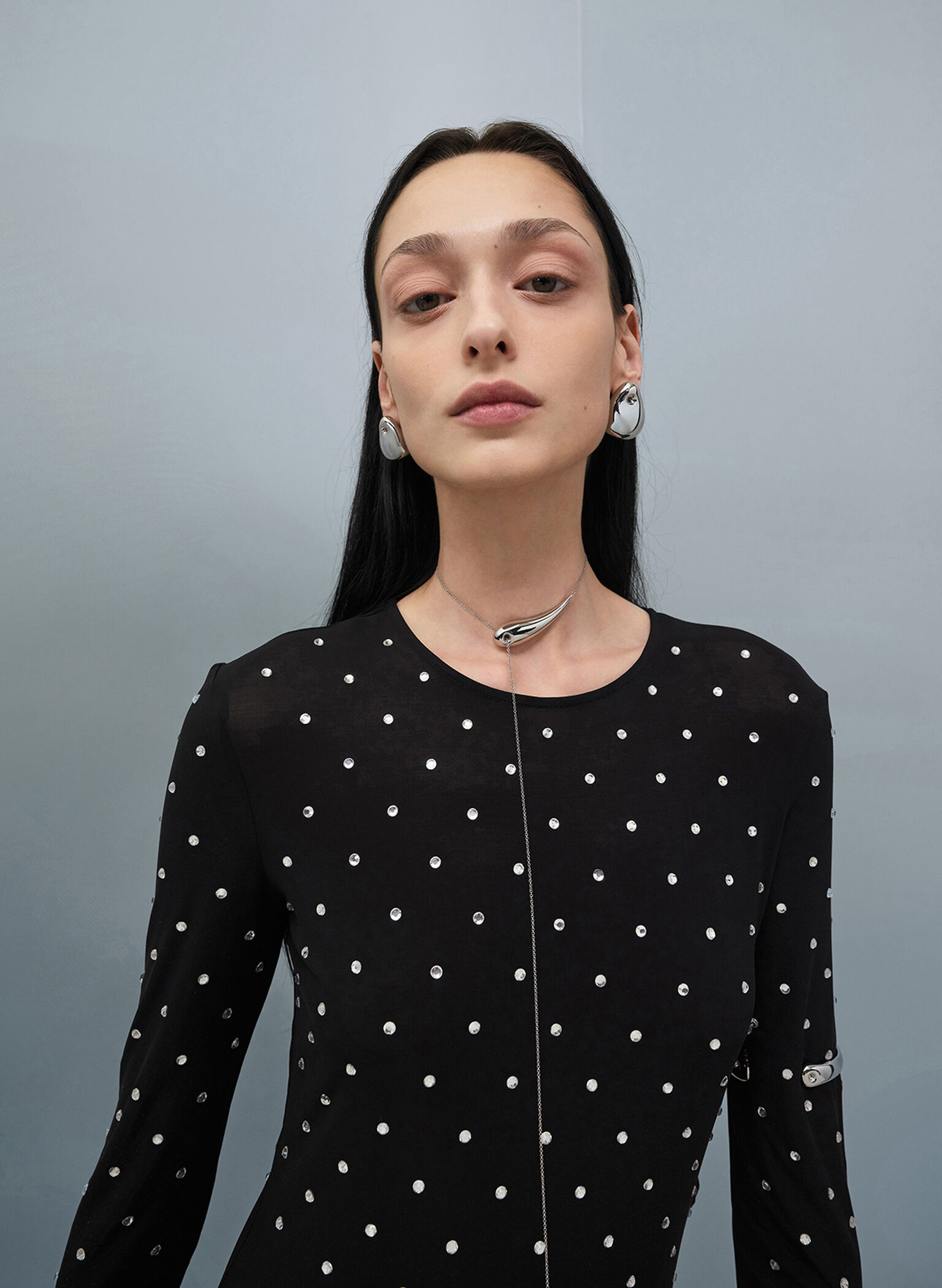 Eimear Sculptural Asymmetrical Necklace, Silver, hi-res