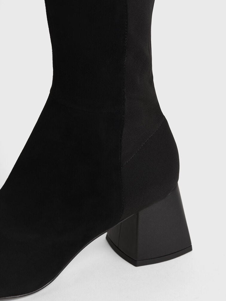 Leather & Kid Suede Thigh High Boots, Black, hi-res