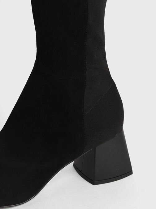 Leather & Kid Suede Thigh High Boots, Black, hi-res