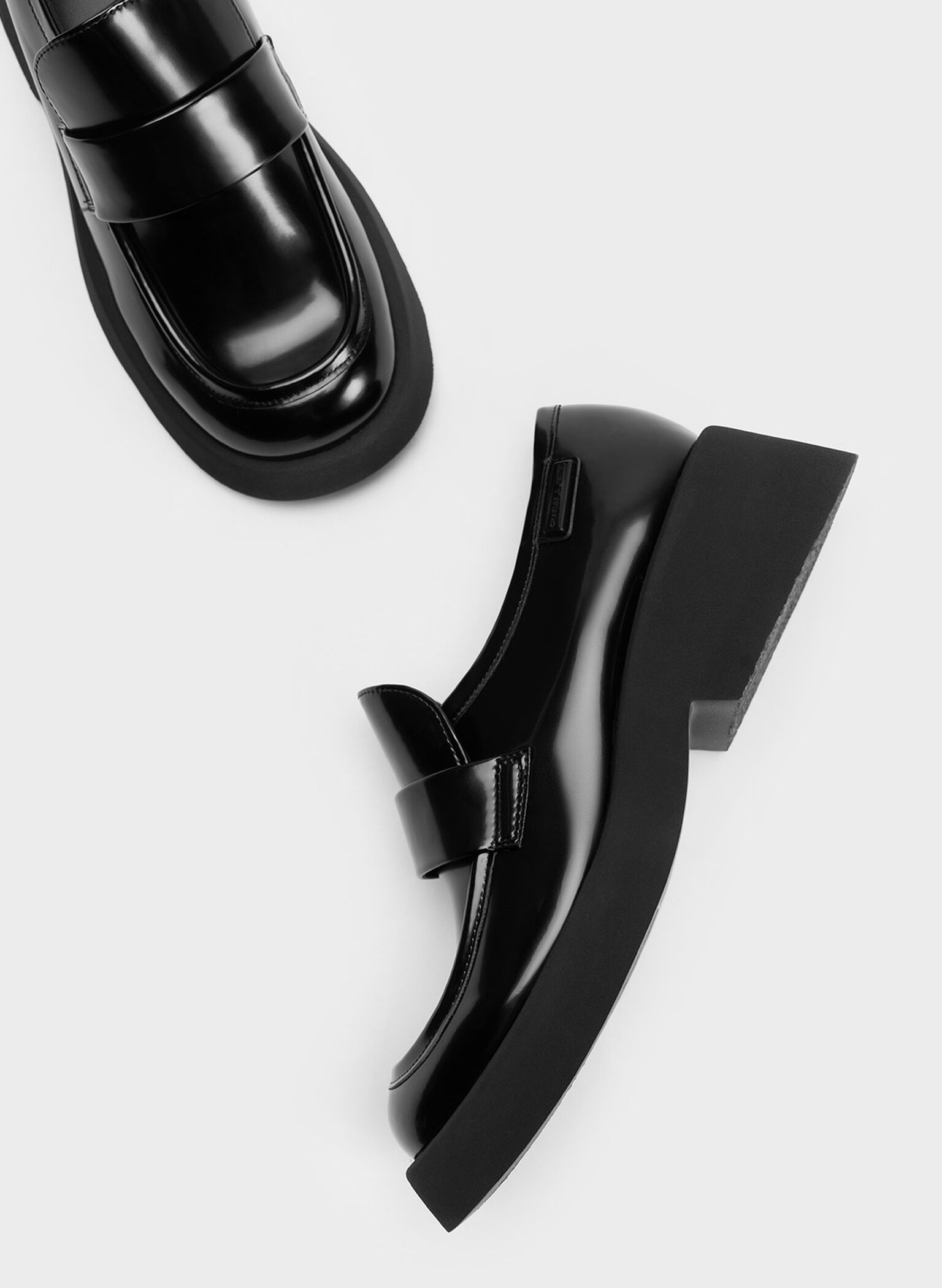 Black Boxed Giselle Strap Chunky Loafers - CHARLES & KEITH SG