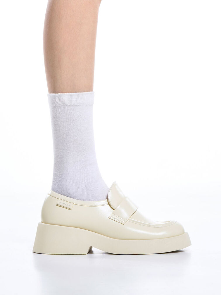 Giselle Strap Chunky Patent Loafers, Cream, hi-res