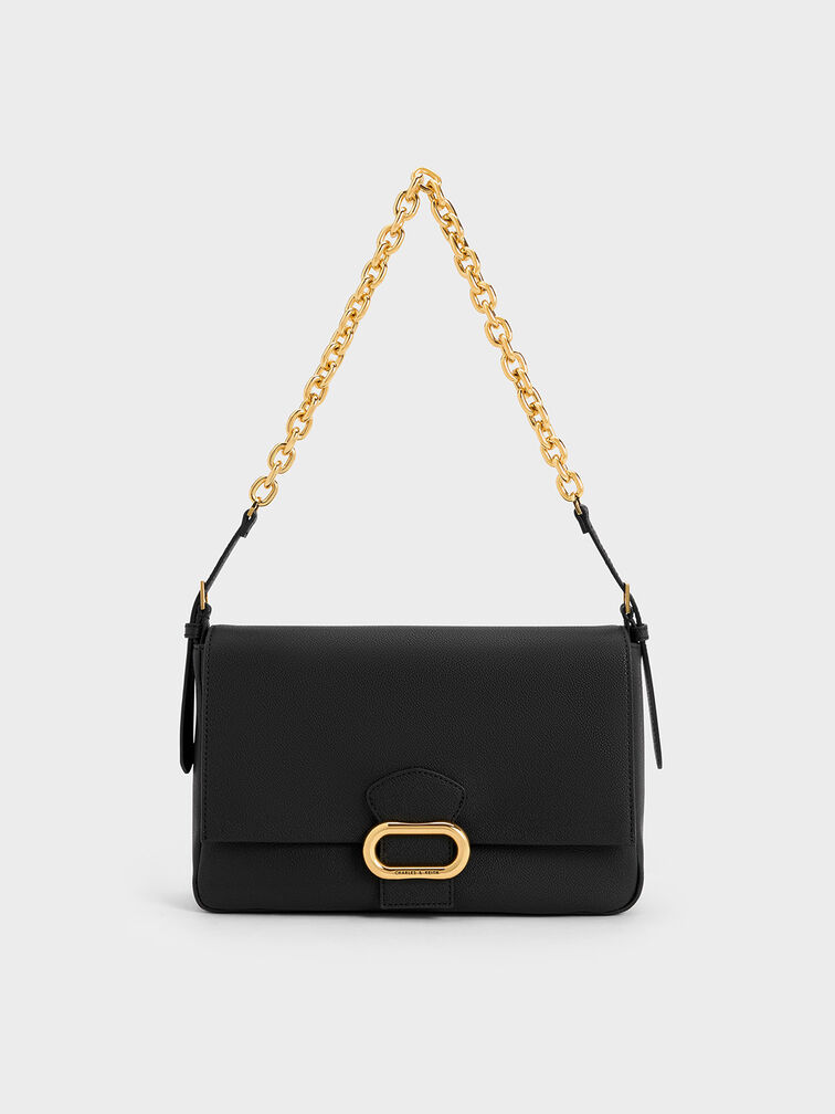 Black Daki Belted Trapeze Bag - CHARLES & KEITH MY