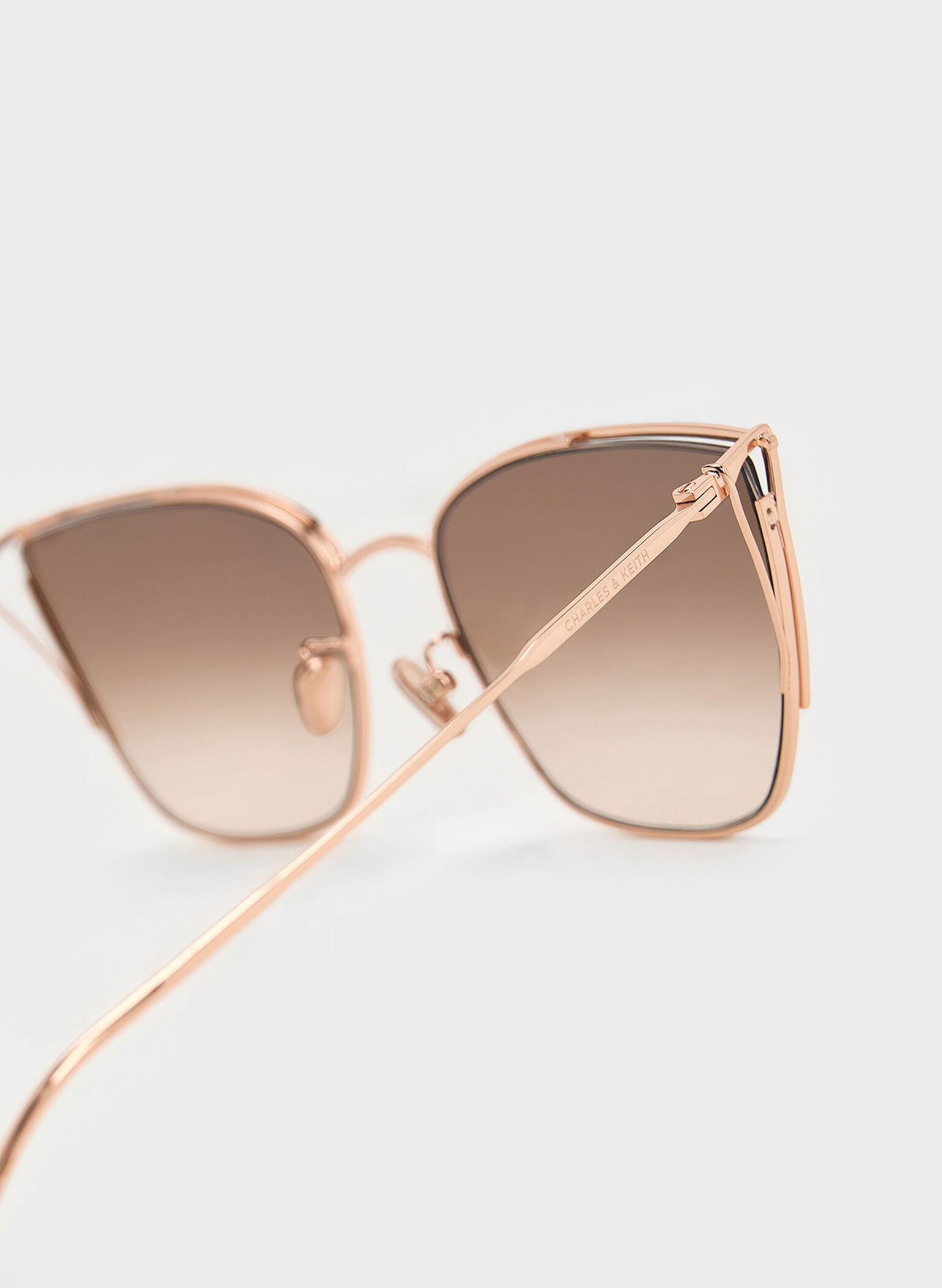 Shea Metallic-Rim Square Sunglasses, Rose Gold, hi-res