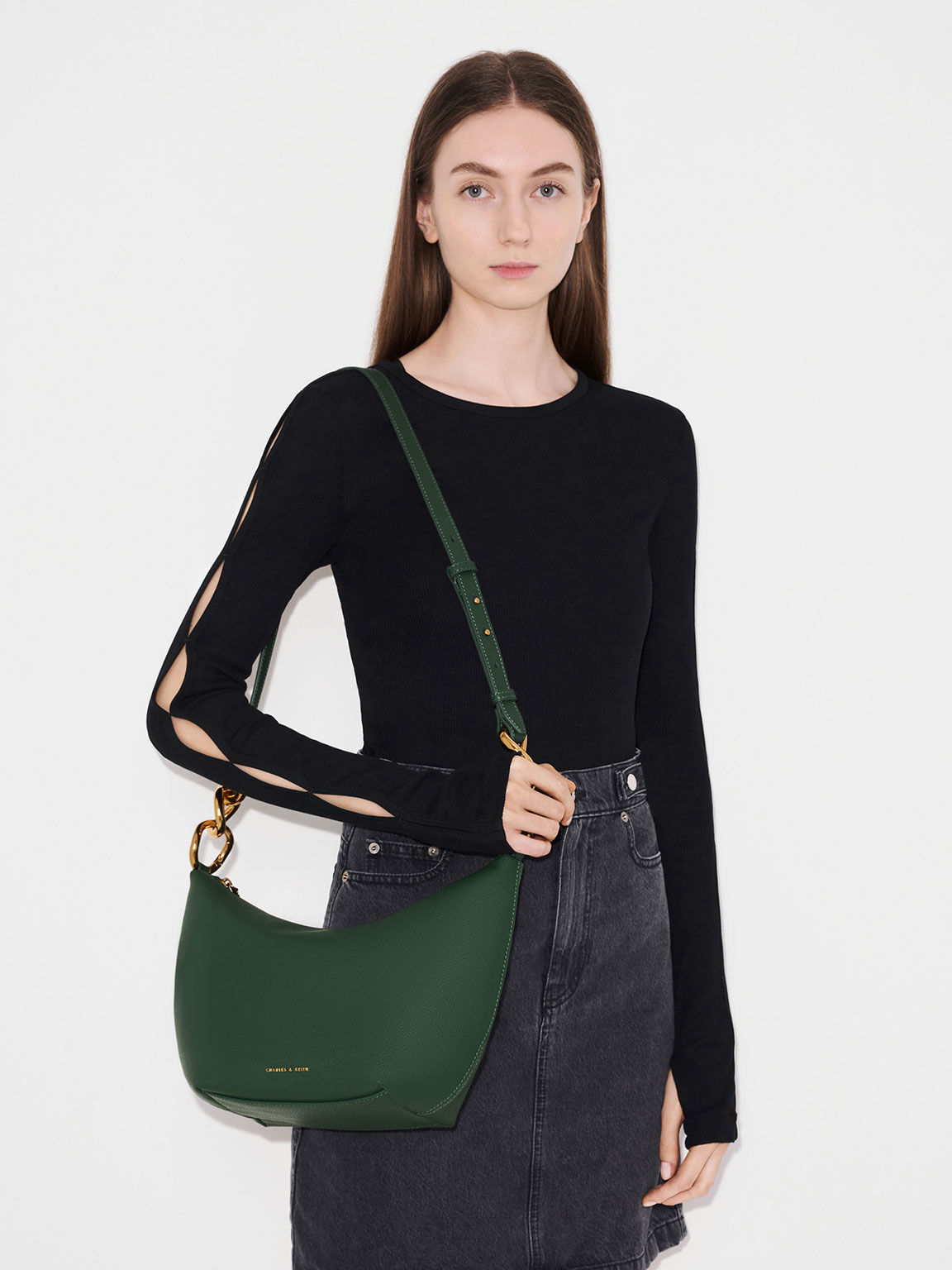 Cayce Hobo Bag, Dark Green, hi-res