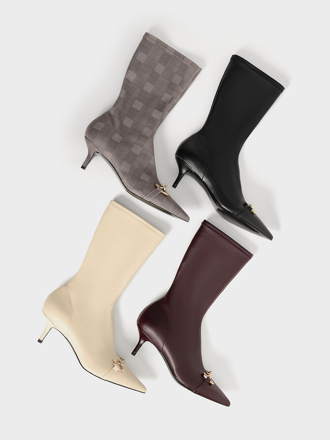Elery Houndstooth-Print Slip-On Ankle Boots, Multi, hi-res