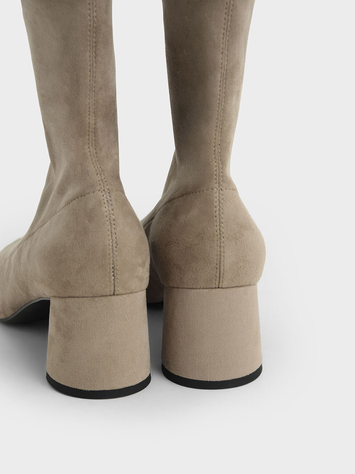 Textured Sculptural Heel Ankle Boots, Taupe, hi-res