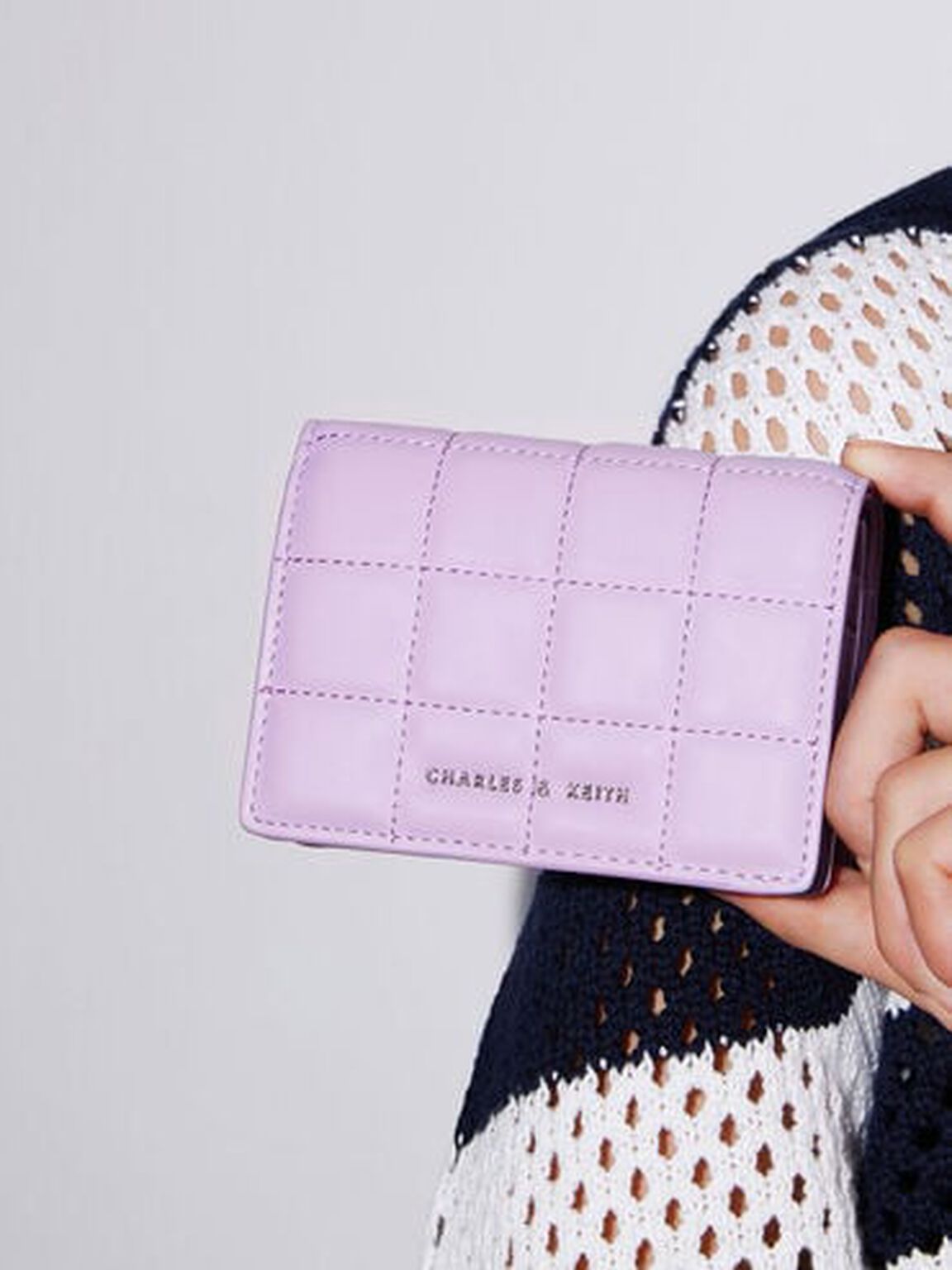 Lilac Quilted Mini Short Wallet CHARLES & KEITH SG