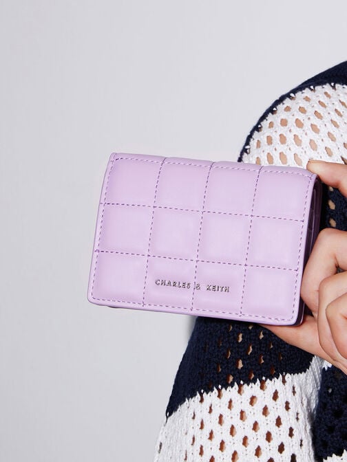 Quilted Mini Short Wallet, Lilac, hi-res