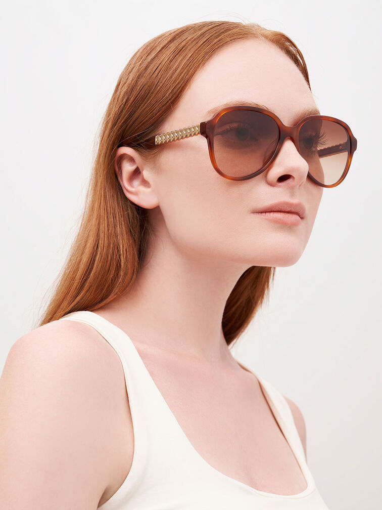 Metallic Braided Temple Acetate Aviator Sunglasses, T. Shell, hi-res