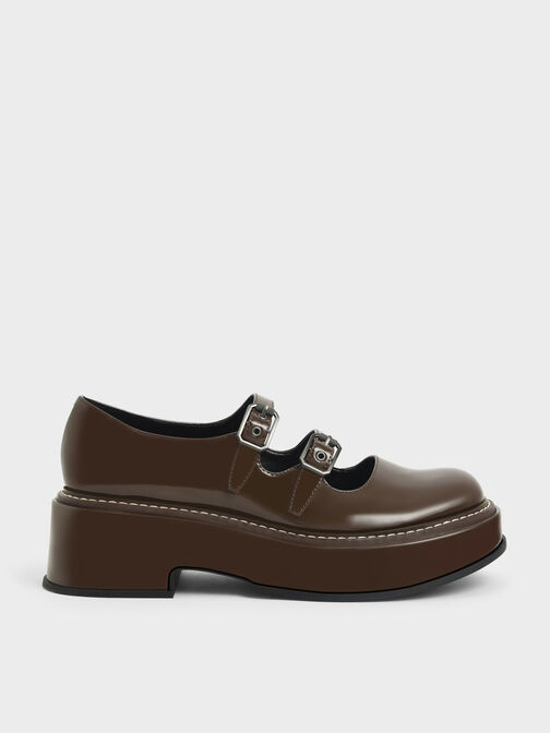 Frankie Patent Platform Mary Janes​, Dark Brown, hi-res