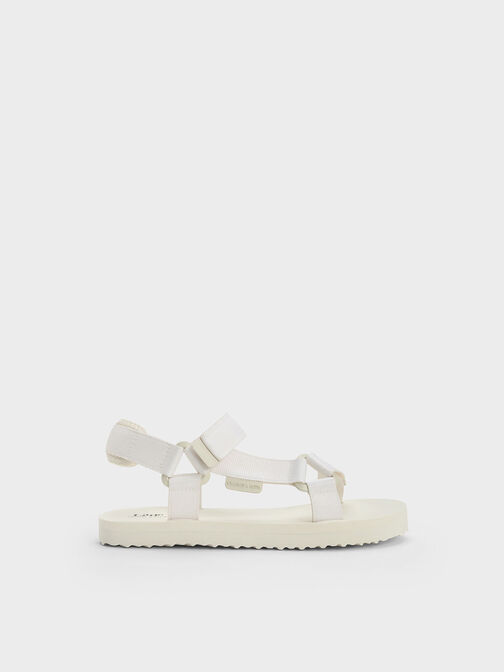 Girls' Maise Grosgrain Sporty Sandals, Chalk, hi-res