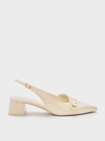 Marie Pearl Slingback Pumps, Cream, hi-res