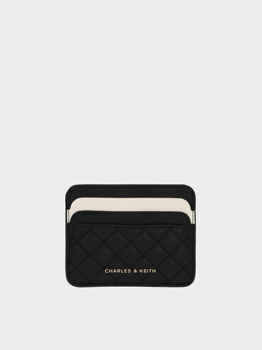 Cleo Two-Tone Quilted Card Holder, Midnight Black, hi-res