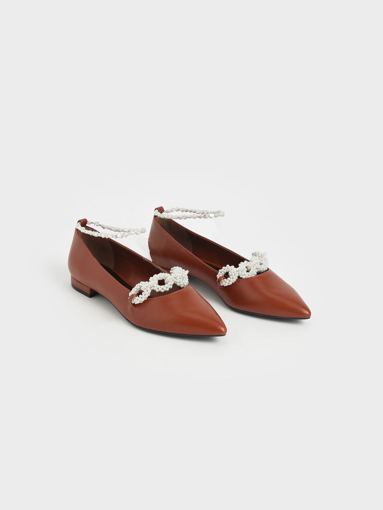 Beaded Mary Jane Flats, Cognac, hi-res