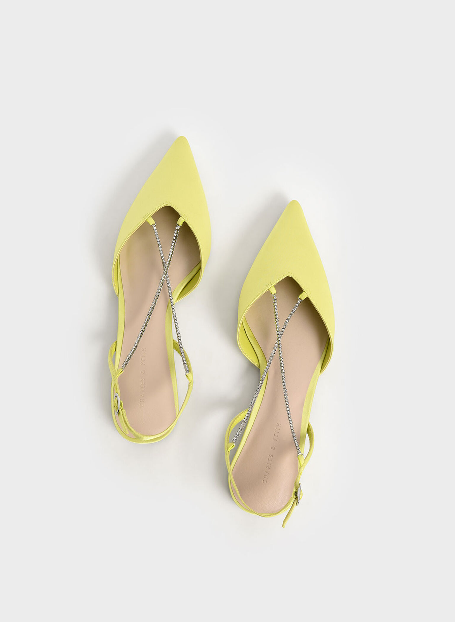 Adel Recycled Polyester Gem-Embellished Slingback Ballerinas, Lime, hi-res