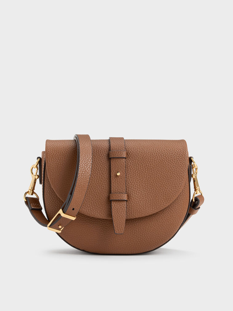 베릴 벨티드 새들 백, 초콜릿, hi-res