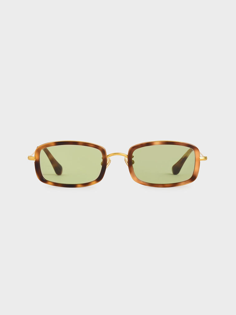 Rectangle Frame Tortoiseshell Acetate Sunglasses, T. Shell, hi-res