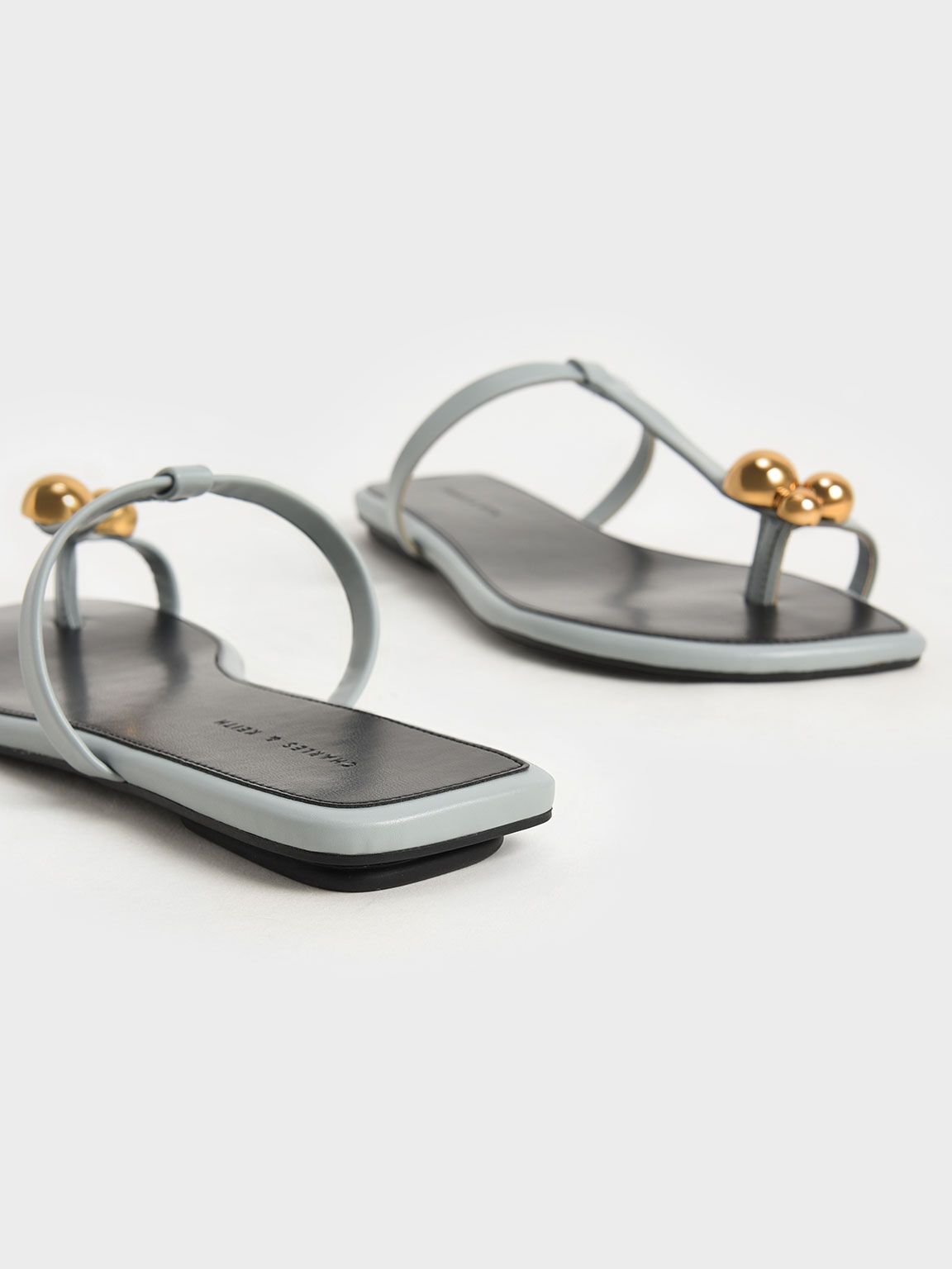 Embellished Toe-Ring Flat Sandals, Light Blue, hi-res