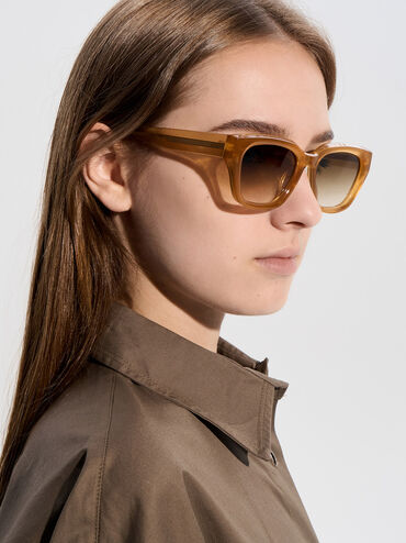 Gafas de sol tipo cat-eye de acetato reciclado, Toffee, hi-res