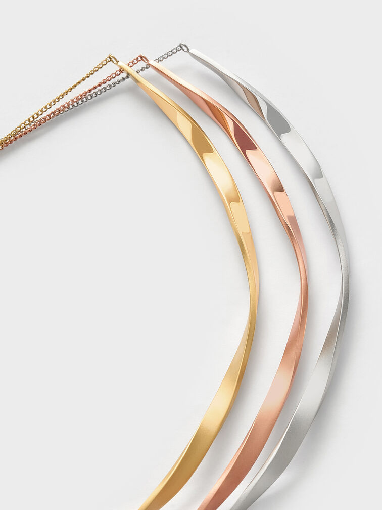 Collar Lena con barra girada, Oro rosa, hi-res