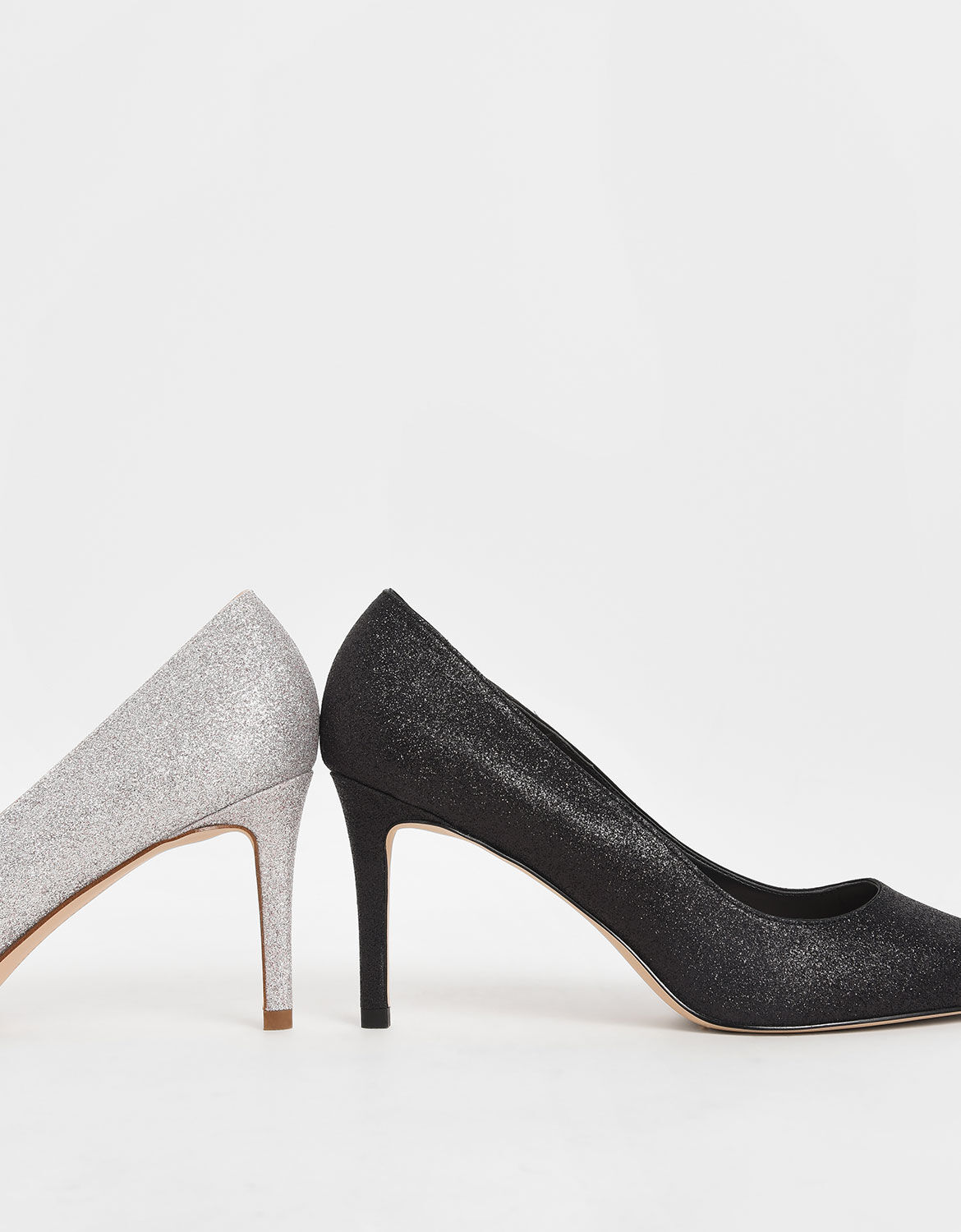 Black glitter stiletto heels clearance