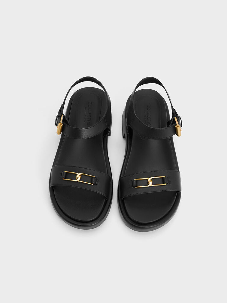 Sandalias Gabine de cuero, Negro, hi-res