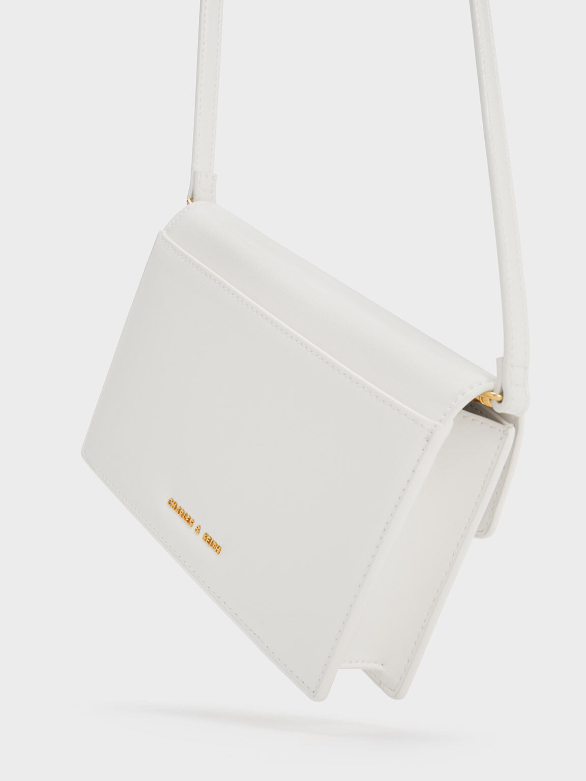 Padlock Envelope Crossbody Bag, White, hi-res