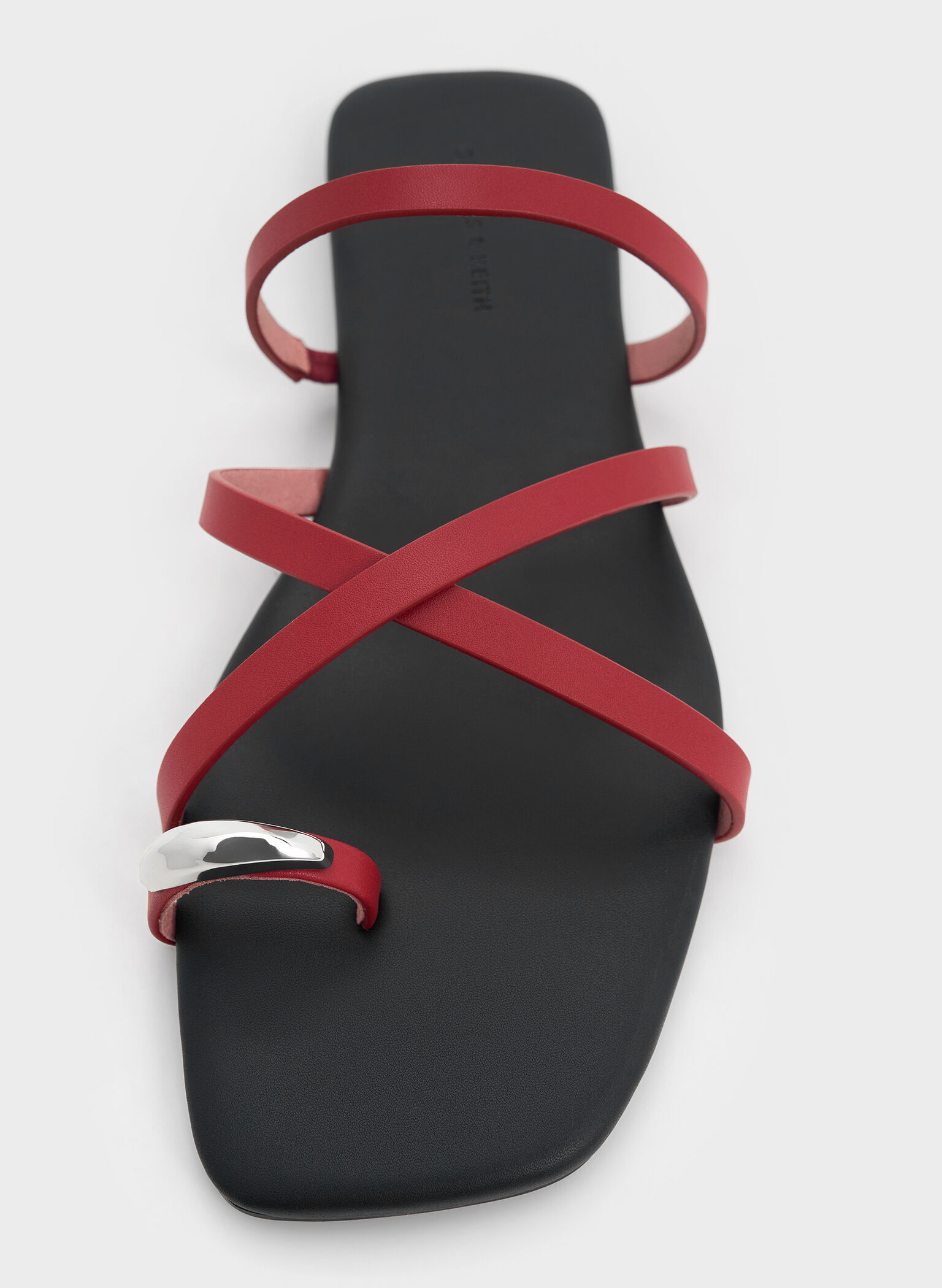 Metallic-Accent Strappy Toe-Ring Sandals, Red, hi-res