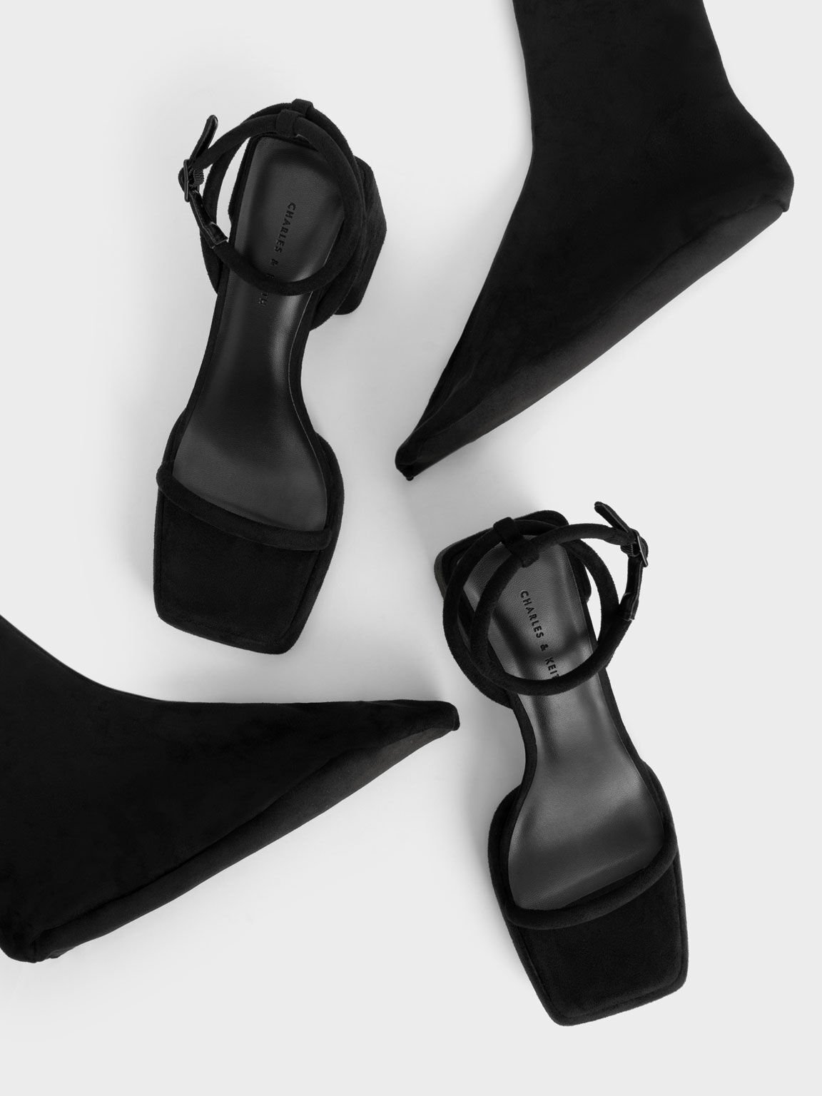 Lucile Textured Platform Calf Boots, Black Satin, hi-res