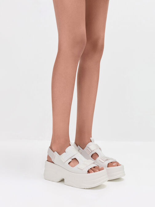 Flatform Sports Sandals, White, hi-res