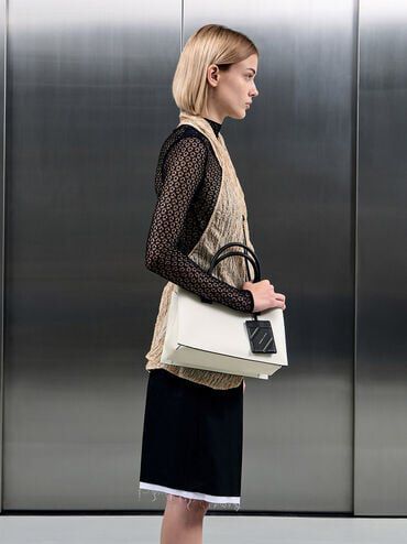 Charles & keith structured top handle bag best sale