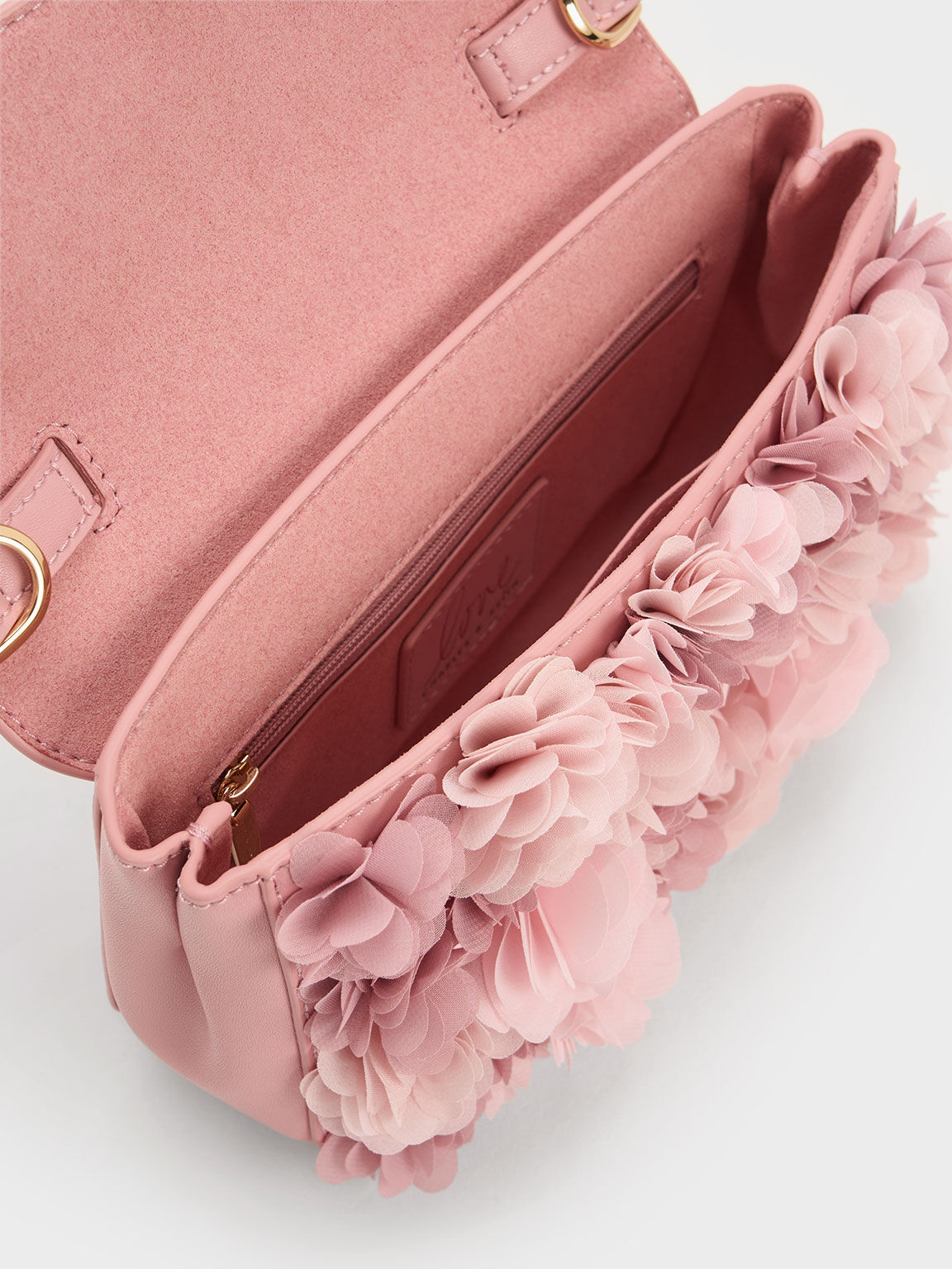Floral Mesh Top Handle Bag, Pink, hi-res