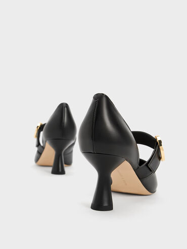 Buckled D-Orsay Pumps, Black, hi-res