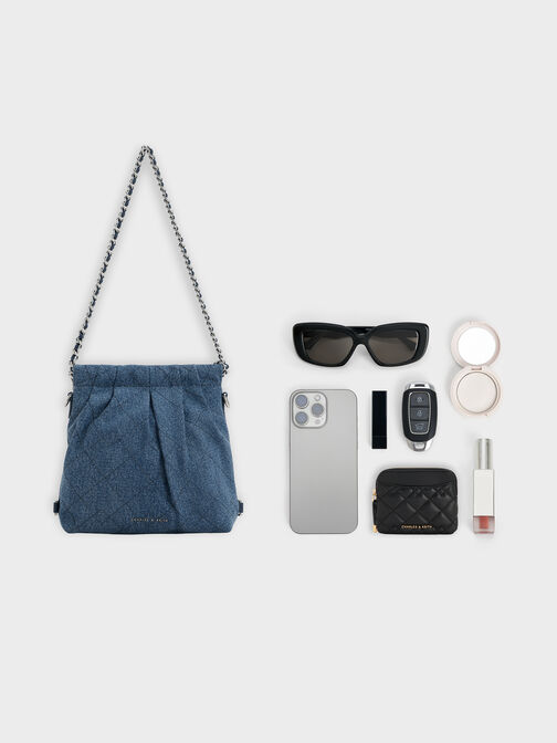 Duo Denim Chain-Handle Two-Way Backpack, Denim Blue, hi-res