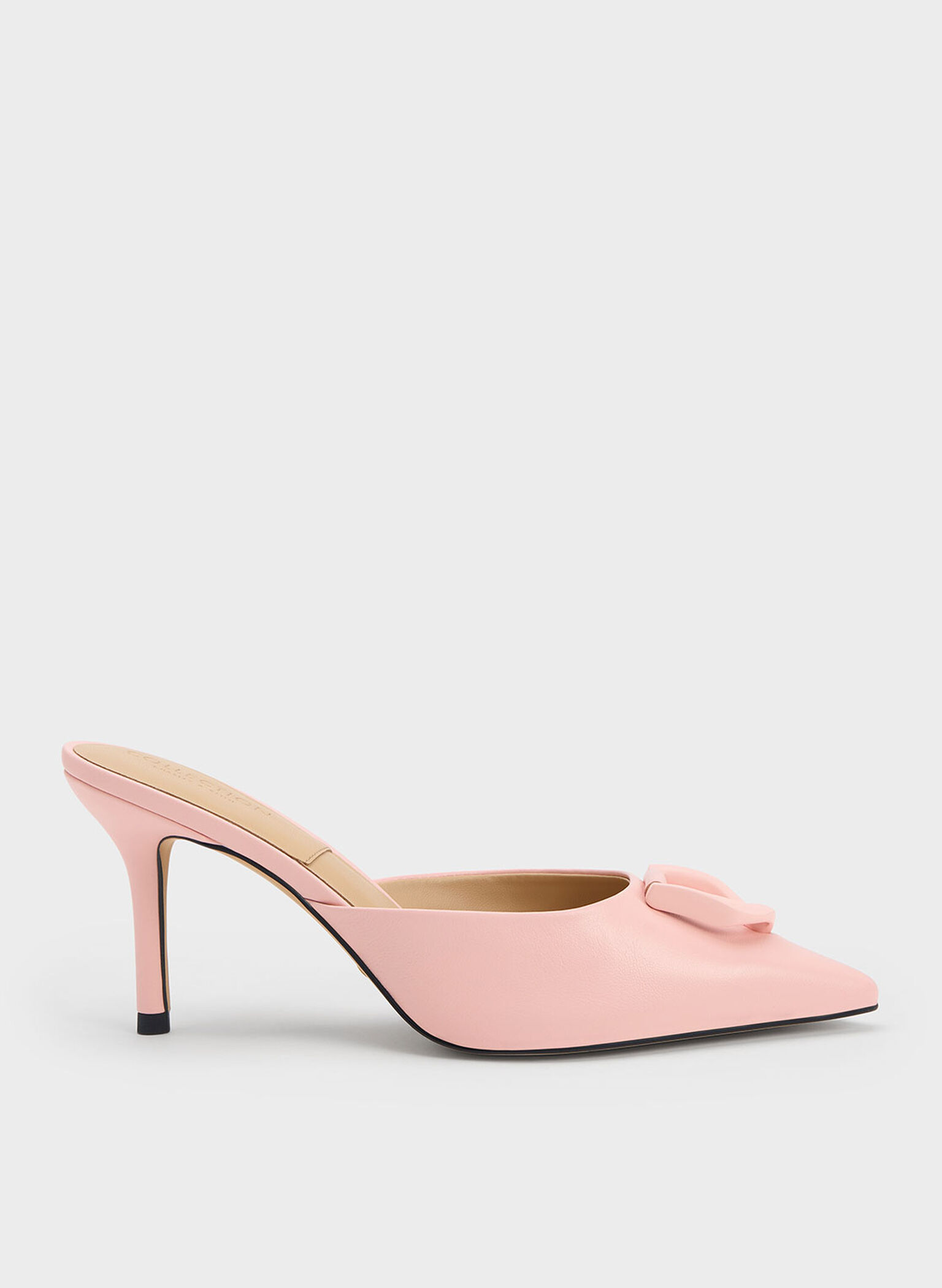 Pink Gabine Leather Mules - CHARLES & KEITH CA