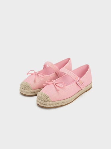 兒童麻編厚底瑪莉珍鞋, 淺粉色, hi-res