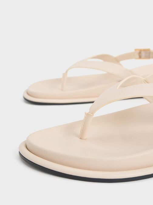 V-Strap Thong Sandals, Cream, hi-res